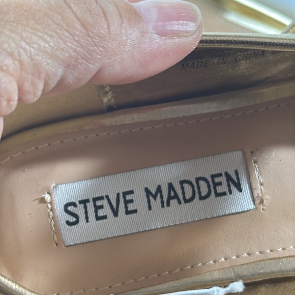 (Q7)Steve Madden Women's Burkett Gold Metallic Mary Jane Ballet Flats Sz 5.5,6.5 - Picture 12 of 15